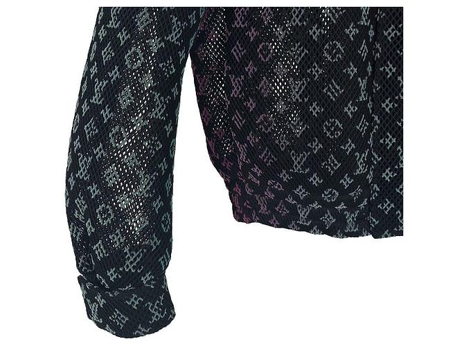 Louis Vuitton Giacca blouson con cappuccio in rete con monogramma sfumato per uomo Nero - vista 6