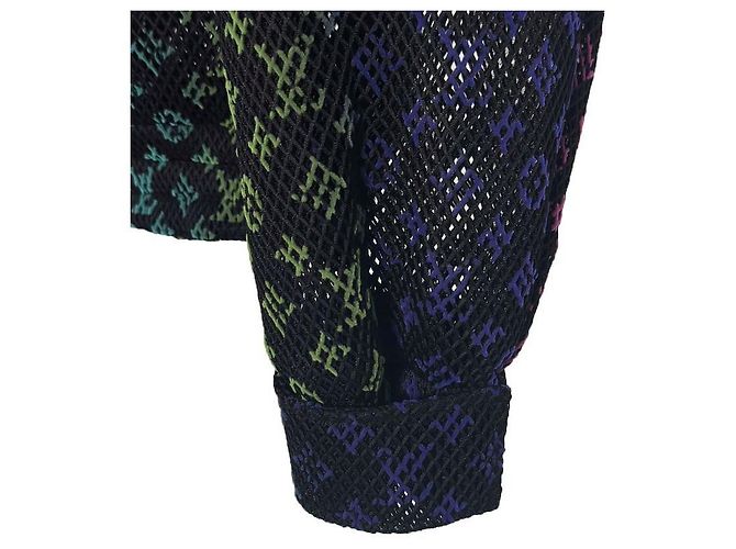 Louis Vuitton Giacca blouson con cappuccio in rete con monogramma sfumato per uomo Nero - vista 7