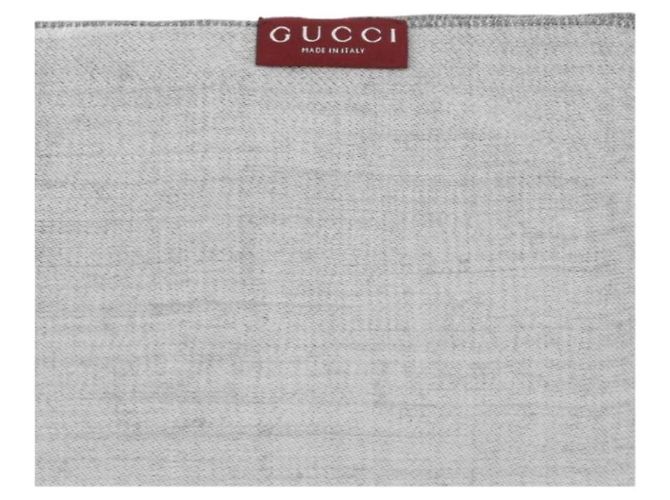 Gucci Sciarpa bicolore in lana e seta GG jacquard grigio chiaro Marrone - vista 12