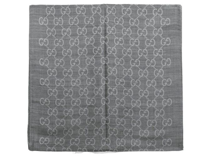 Gucci Sciarpa bicolore in lana e seta GG jacquard grigio chiaro Marrone - vista 5