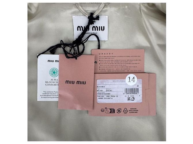 Miu Miu Giacca Blouson Crop con Logo per Donna Marrone Cocoa - vista 13