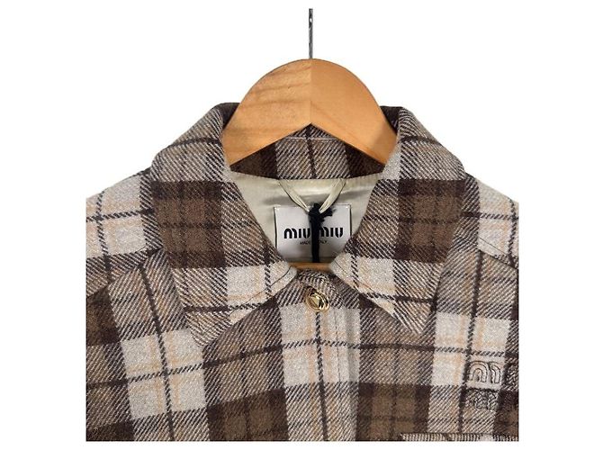 Miu Miu Giacca Blouson Crop con Logo per Donna Marrone Cocoa - vista 5
