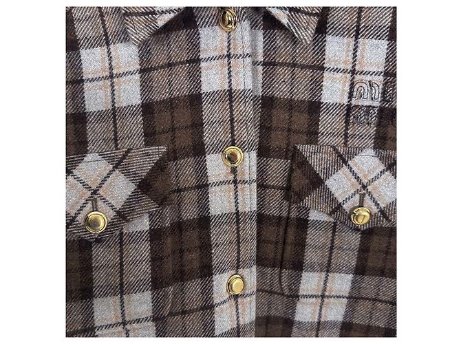 Miu Miu Giacca Blouson Crop con Logo per Donna Marrone Cocoa - vista 6