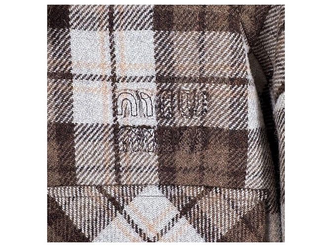 Miu Miu Giacca Blouson Crop con Logo per Donna Marrone Cocoa - vista 7
