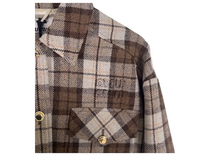 Miu Miu Giacca Blouson Crop con Logo per Donna Marrone Cocoa - vista 8