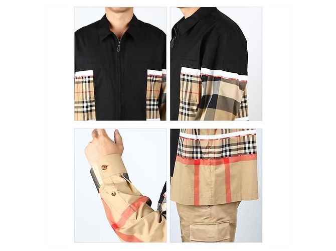 Burberry Patchwork-Karojacke mit Reißverschluss Braun - Ansicht 8