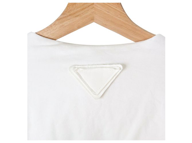 Prada Chaqueta de plumas corta de algodón con logo triangular Mujer Blanca Blanco - vista 6