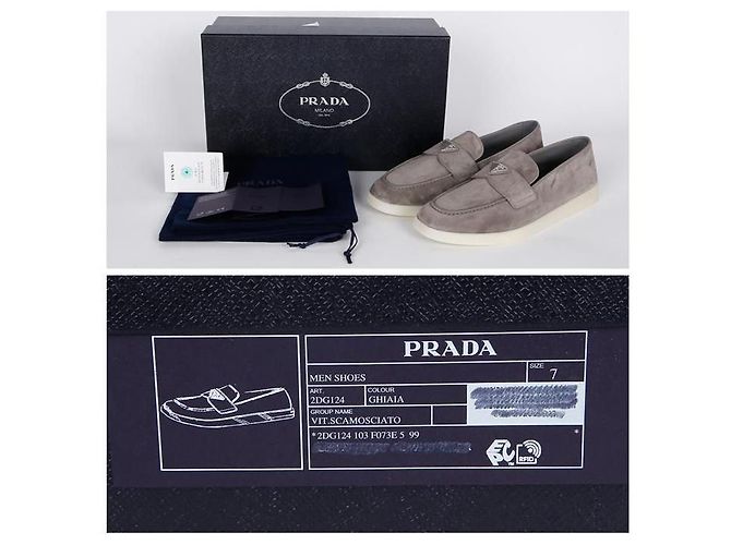 Prada Mocassino in Suede con Logo Triangolo Marrone - vista 11