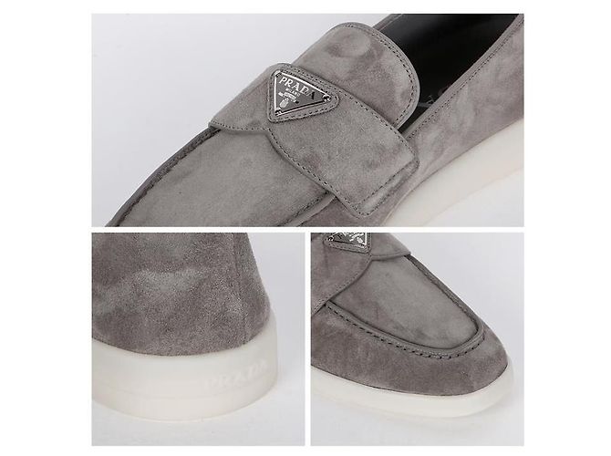 Prada Mocassino in Suede con Logo Triangolo Marrone - vista 4