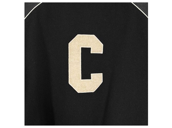 Céline Giacca Varsity Teddy Testurizzata Classica in Lana e Pelle con Logo da Uomo Bianco - vista 10