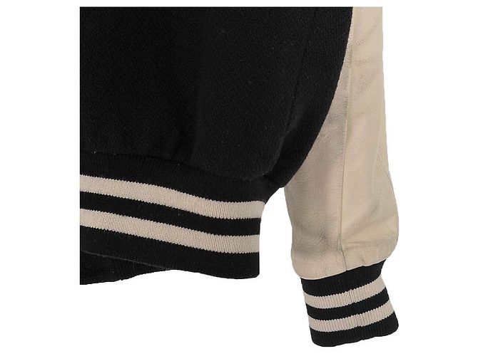 Céline Giacca Varsity Teddy Testurizzata Classica in Lana e Pelle con Logo da Uomo Bianco - vista 12