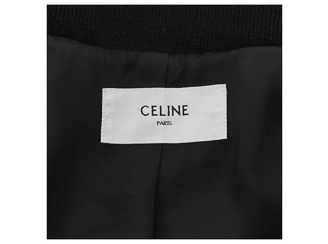 Céline Giacca Varsity Teddy Testurizzata Classica in Lana e Pelle con Logo da Uomo Bianco - vista 14