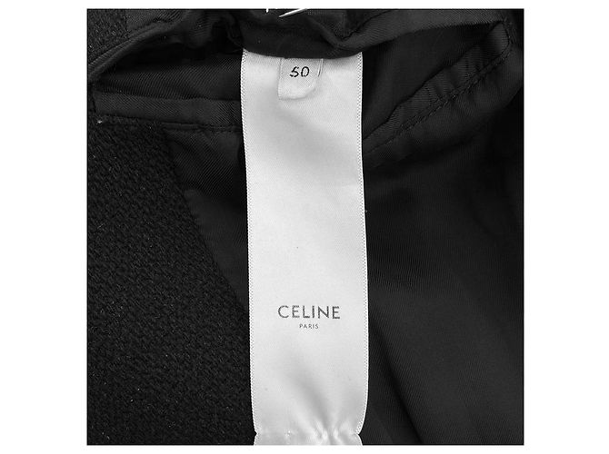 Céline Giacca Varsity Teddy Testurizzata Classica in Lana e Pelle con Logo da Uomo Bianco - vista 15