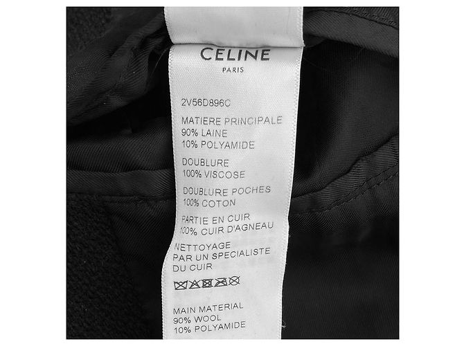 Céline Giacca Varsity Teddy Testurizzata Classica in Lana e Pelle con Logo da Uomo Bianco - vista 16