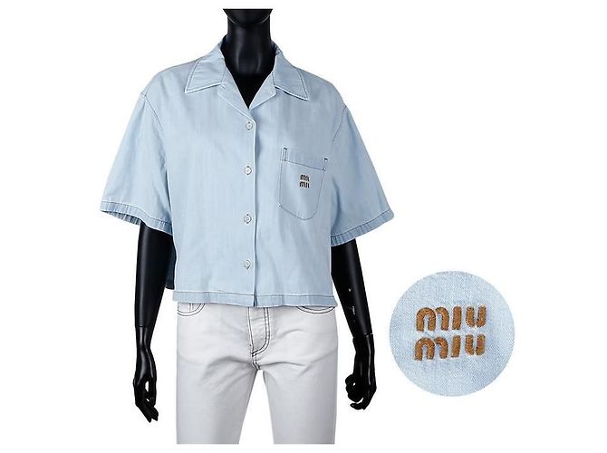 Miu Miu Camisa de denim chambray Azul - vista 10