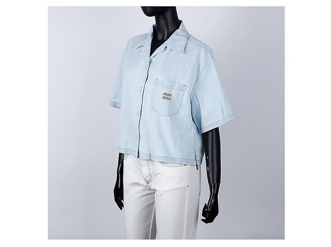 Miu Miu Camisa de denim chambray Azul - vista 11