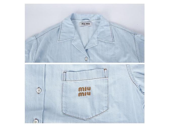 Miu Miu Camisa de denim chambray Azul - vista 14