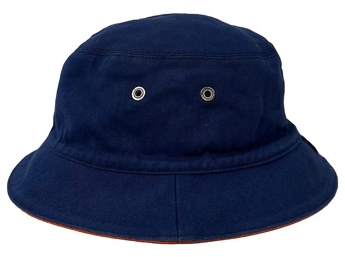Louis Vuitton Denim Monogram Reversible Essential Bucket Hat Orange Navy Blue - view 5