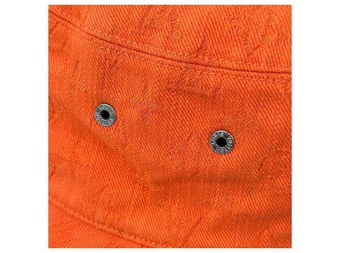 Louis Vuitton Denim Monogram Reversible Essential Bucket Hat Orange Navy Blue - view 9