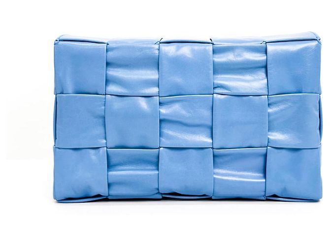 Bottega Veneta Borsa a tracolla Bottega Venetta in pelle lucida Intrecciato Cassette Windswept Blu - vista 4