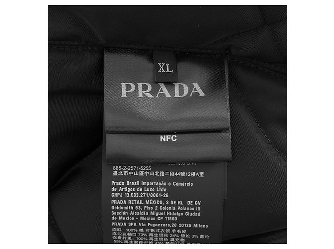 Prada Giacca bomber in denim shearling per uomo, blu, con colletto nero - vista 13
