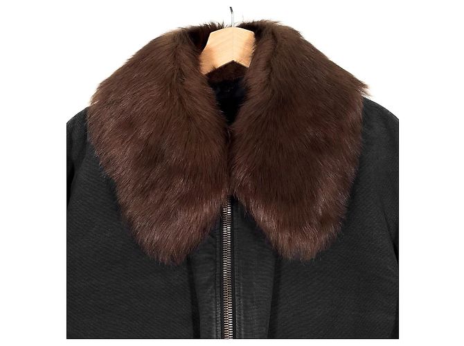 Prada Giacca bomber in denim shearling per uomo, blu, con colletto nero - vista 5