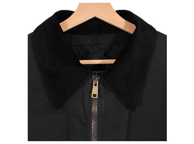 Prada Giacca bomber in denim shearling per uomo, blu, con colletto nero - vista 6