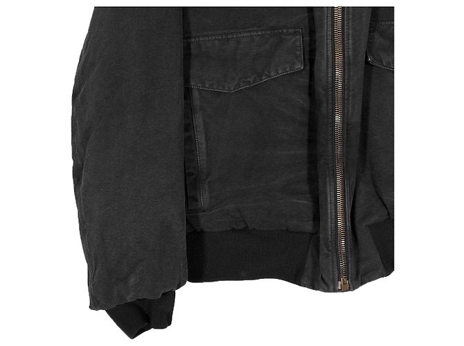 Prada Giacca bomber in denim shearling per uomo, blu, con colletto nero - vista 9