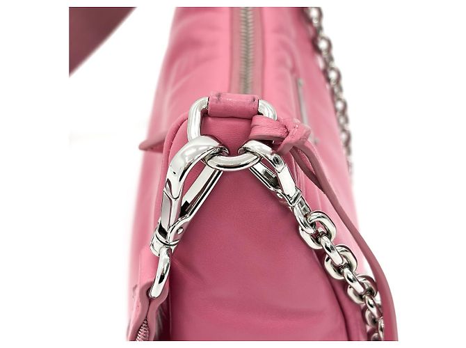 Prada Bolsa hobo de ombro em couro Napa acolchoado para mulheres - Rosa - vista 12