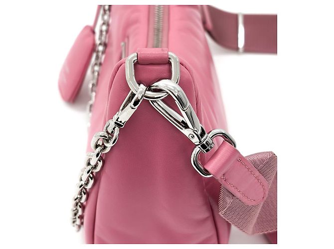 Prada Bolsa hobo de ombro em couro Napa acolchoado para mulheres - Rosa - vista 13