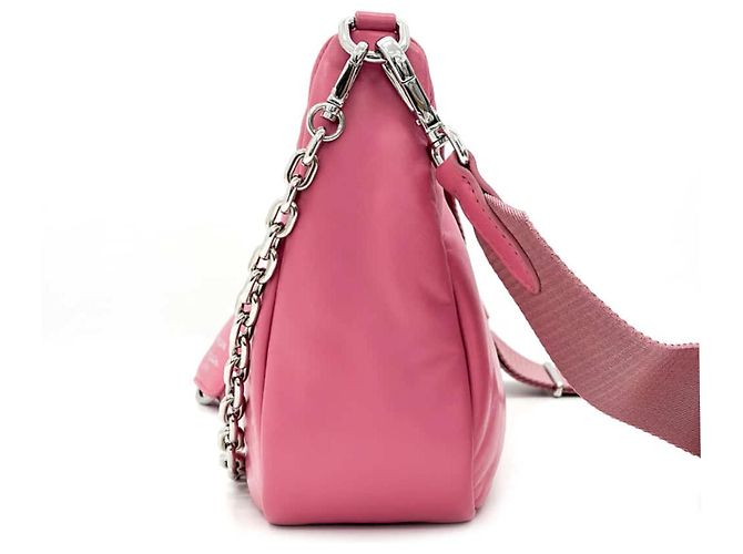Prada Bolsa hobo de ombro em couro Napa acolchoado para mulheres - Rosa - vista 3