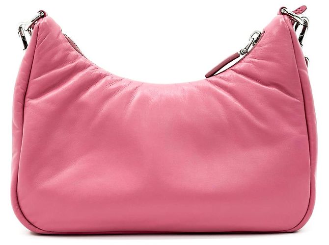 Prada Bolsa hobo de ombro em couro Napa acolchoado para mulheres - Rosa - vista 4