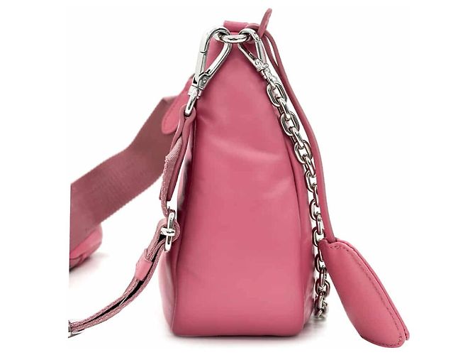 Prada Bolsa hobo de ombro em couro Napa acolchoado para mulheres - Rosa - vista 5