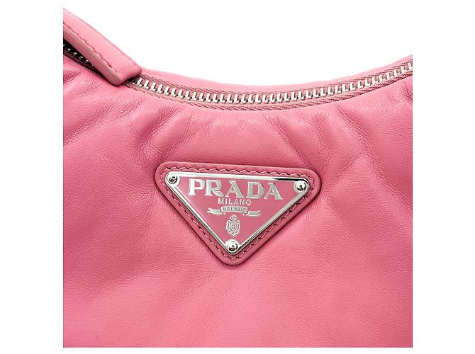 Prada Bolsa hobo de ombro em couro Napa acolchoado para mulheres - Rosa - vista 7