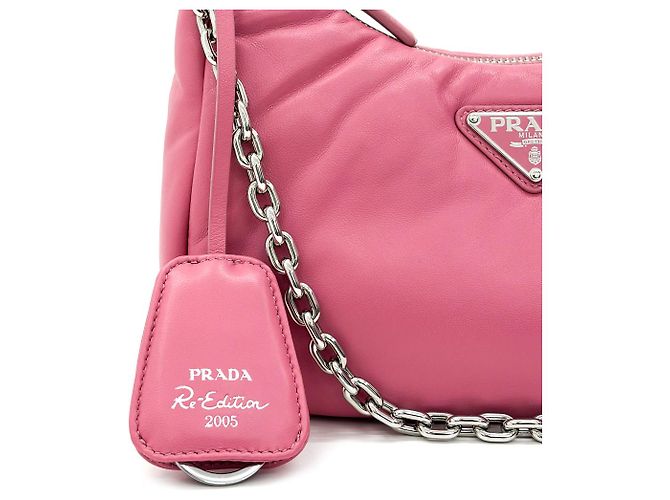 Prada Bolsa hobo de ombro em couro Napa acolchoado para mulheres - Rosa - vista 8