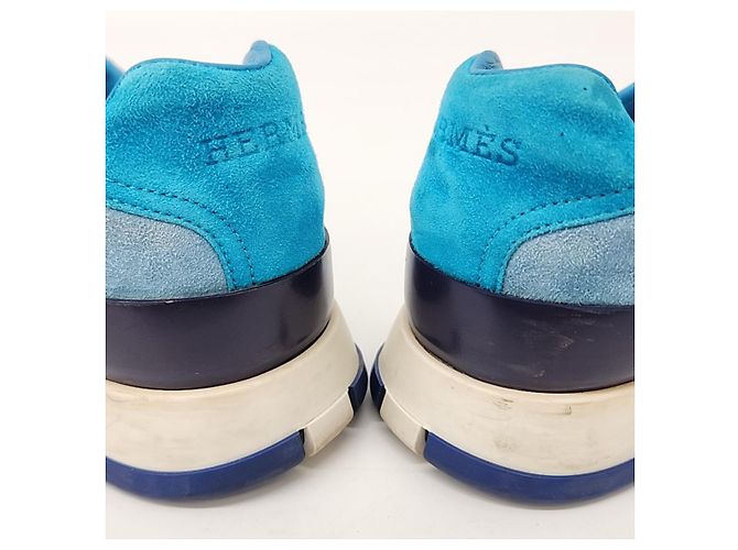 Sneakers in suede Hermès Blu - vista 3