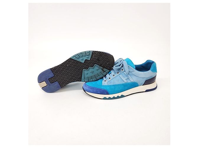 Sneakers in suede Hermès Blu - vista 4