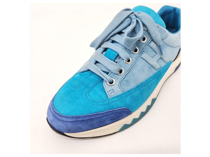 Sneakers in suede Hermès Blu - vista 5