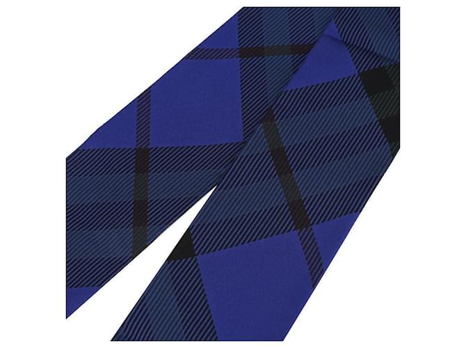 Burberry Sciarpa in seta a quadri sottili Blu - vista 6