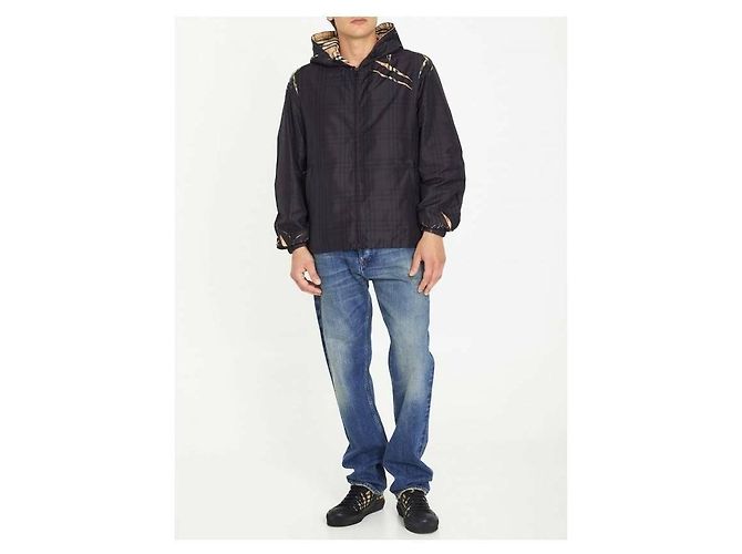 Burberry Giacca a vento a scacchi con cappuccio Nero - vista 5