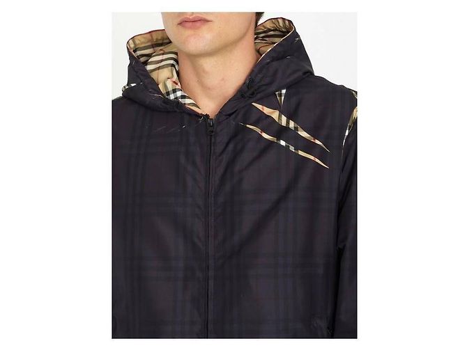 Burberry Giacca a vento a scacchi con cappuccio Nero - vista 6