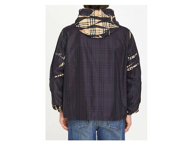 Burberry Giacca a vento a scacchi con cappuccio Nero - vista 7