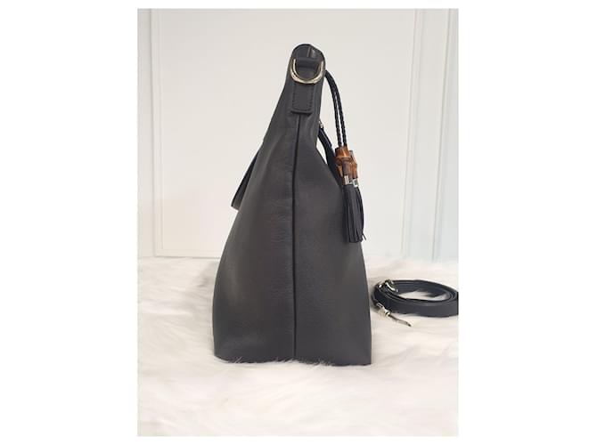 Bamboo Gucci Borsa a spalla con frange in bambù Nero - vista 11