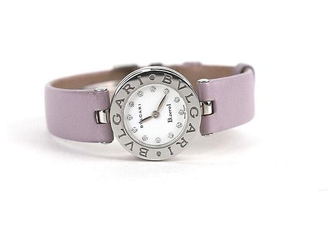 Bulgari Pulseira de couro com aço e diamantes brancos - vista 2
