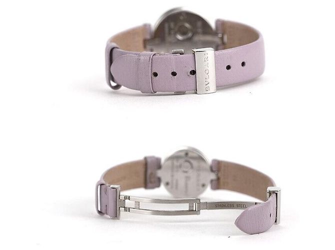 Bulgari Pulseira de couro com aço e diamantes brancos - vista 4