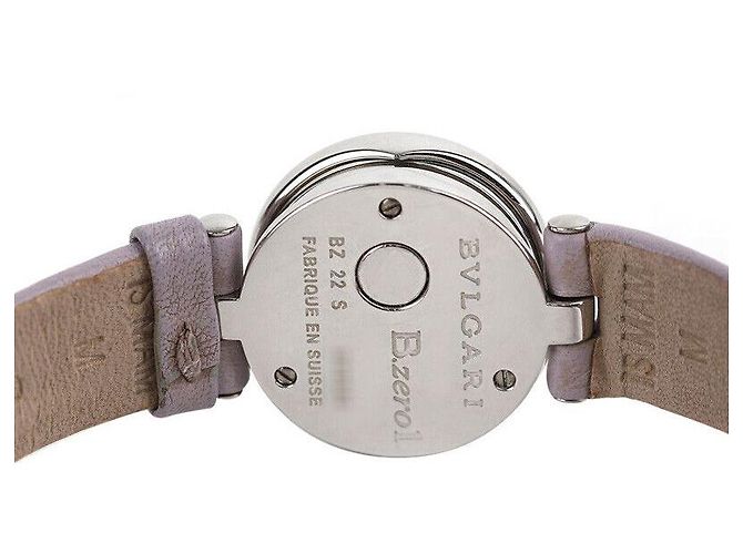 Bulgari Pulseira de couro com aço e diamantes brancos - vista 5