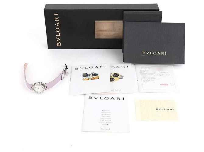 Bulgari Pulseira de couro com aço e diamantes brancos - vista 7