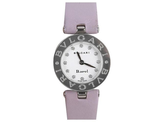 Bulgari Pulseira de couro com aço e diamantes brancos - vista 8