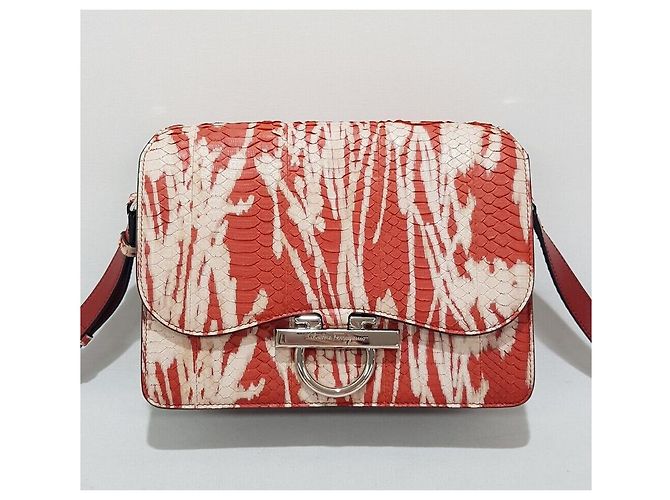 Salvatore Ferragamo Python Pattern Joan Bag Red - view 2