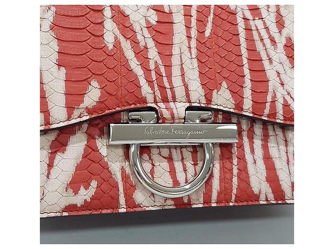 Salvatore Ferragamo Python Pattern Joan Bag Red - view 3